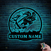 Custom Football Player Metal Wall Art With Led Light, Personalized Football Player Name Sign Decoration For Room, Football Metal Led Decor